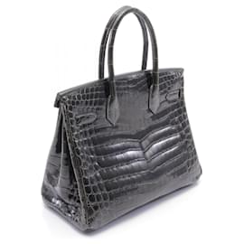 Hermès-Hermes Birkin 30 Graphite Exotic Leather Handbag-Grey