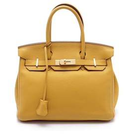 Hermès-Hermes Birkin 30 Togo Handbag Yellow-Yellow