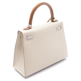 Hermès-Hermes Kelly 25 Tricolor Handbag-Brown,Beige