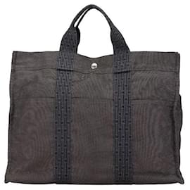 Hermès-Sac tote en toile Herline MM d'Hermès-Gris