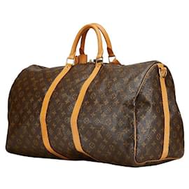 Louis Vuitton-Louis Vuitton Monogram Keepall 55 Travel Bag M41424-Brown