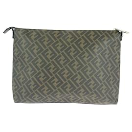 Fendi-Fendi Diagonal PVC Clutch Bag-Brown
