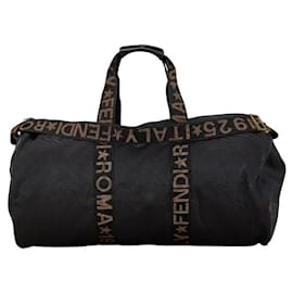 Fendi-Fendi Nylon Leather Logo Boston Bag 2WAY-Black