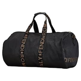 Fendi-Fendi Nylon Leather Logo Boston Bag 2WAY-Black