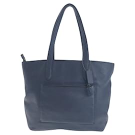 Coach-Coach Leather Tote Bag Navy-Blue