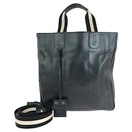 Bally-Bally Leather Canvas 2way Tote Shoulder Bag-Black