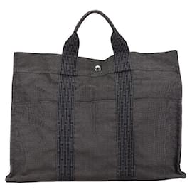 Hermès-Sac tote en toile Herline MM d'Hermès-Gris