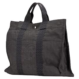 Hermès-Sac tote en toile Herline MM d'Hermès-Gris