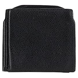 Valextra-Valextra Leather Money Clip Coin Case-Black