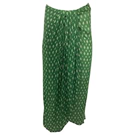 Autre Marque-Johanna Ortiz Merecumbé Print Faux Wrap Maxi Skirt in Green Viscose-Other