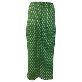 Autre Marque-Johanna Ortiz Merecumbé Print Faux Wrap Maxi Skirt in Green Viscose-Other