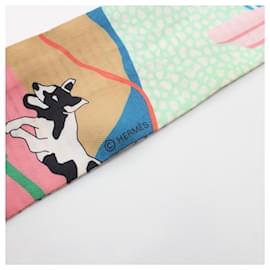 Hermès-Hermes Silk Long Twilly Twins Scarf-White