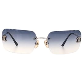 Chanel-Chanel Coco Mark Plastic/Metal Sunglasses-Blue