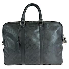 Gucci-Pasta de couro PVC com impressão GG da Gucci-Cinza
