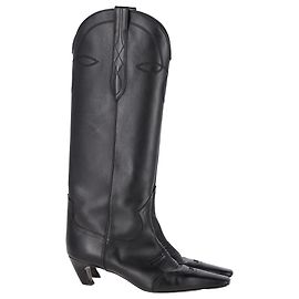 Khaite Dallas Knee-High Boots in Black Calfskin Leather Black