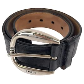 Gucci-Cinto de couro Diamante preto Gucci-Preto