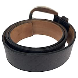 Gucci-Cinto de couro Diamante preto Gucci-Preto