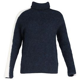 Ganni Strickpullover aus marineblauer Wolle mit Rollkragen Blau Marineblau