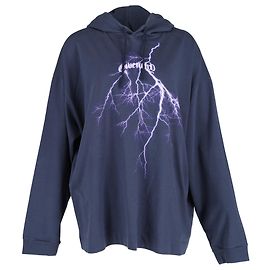 Givenchy Lightning Printed Drawstring Hoodie In Deep Blue Cotton Other