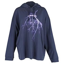 Givenchy-Givenchy Lightning Printed Drawstring Hoodie In Deep Blue Cotton-Other