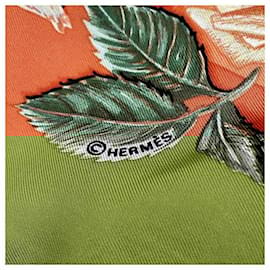 Hermès-Hermes Silk Scarf Carré 90 Rose Drops-Orange