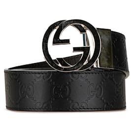 Gucci-Cinto de couro preto Gucci Interlocking G-Preto