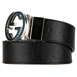 Gucci-Cinto de couro preto Gucci Interlocking G-Preto