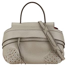 Bolsa de couro Wave Studded 2WAY da Tod's Cinza