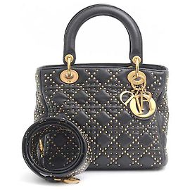 Borsa 2WAY Lady Dior Christian Dior Nera Oro Borchie Nero