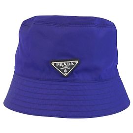 Prada Nylon Tessuto Logo Bucket Hat Purple