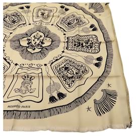 Hermès-Hermes Silk Scarf Carre H 80 Fringe-Other