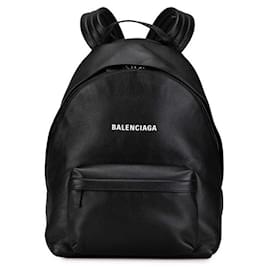 Balenciaga-Balenciaga Leather Everyday Logo Backpack 552374-Black