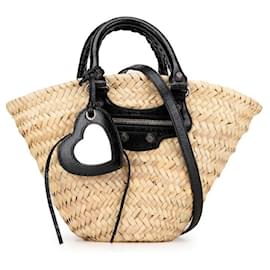 Balenciaga-Balenciaga Leather Basket Bag Handbag-Beige