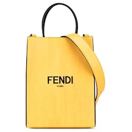 Fendi-Fendi Leather Small Shopping Bag 7VA512-Yellow