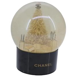 Chanel-CHANEL Christmas Tree Shopper Snow Globe VIP Only Clear Yellow CC Auth 102238-Other,Yellow