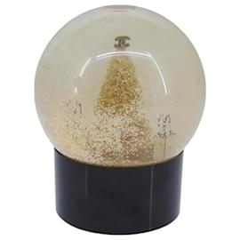 Chanel-CHANEL Christmas Tree Shopper Snow Globe VIP Only Clear Yellow CC Auth 102238-Other,Yellow