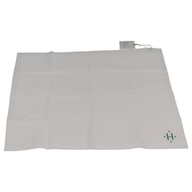 Hermès-HERMES Handkerchief Cotton White Auth 101161-White
