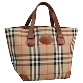 Autre Marque-Burberrys Nova Check Hand Bag Canvas Beige Auth ep6868-Beige
