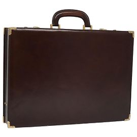 BALLY Trunk Couro Marrom Ouro Auth 105063 Marrom Dourado