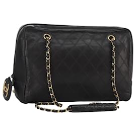 Chanel-CHANEL Bicolore Chain Matelasse Shoulder Bag Lamb Skin Black CC Auth bs20538-Black,Golden