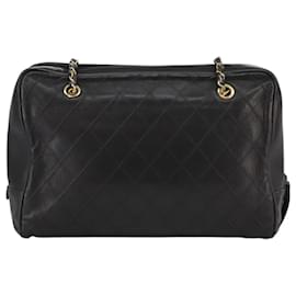 Chanel-CHANEL Bicolore Chain Matelasse Shoulder Bag Lamb Skin Black CC Auth bs20538-Black,Golden