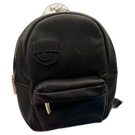 Chiara Ferragni Black Leather Backpack Black