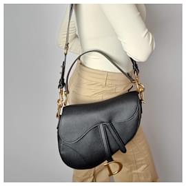 Dior-Saddle Grained Calfskin Leather Saddle Handbag Black-Black