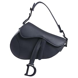 Dior-Christian Dior Saddle Mini Bag Leather Handbag in Black-Black