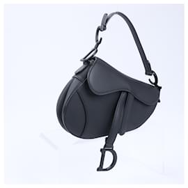 Dior-Christian Dior Saddle Mini Bag Leather Handbag in Black-Black
