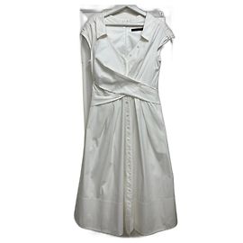 Vestido Karen Millen Blanco de Algodón con Botones Blanco
