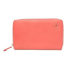 Cartera larga de cuero rosa coral Camelia de Chanel Rosa