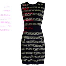 Chanel-New Chain Link Pattern Cashmere Dress 40 FR-Black