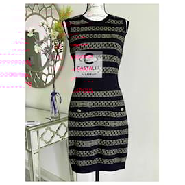 Chanel-New Chain Link Pattern Cashmere Dress 40 FR-Black
