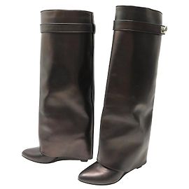 GIVENCHY SHARK LOCK 40 BRAUNE LEDERSTIEFEL Braun